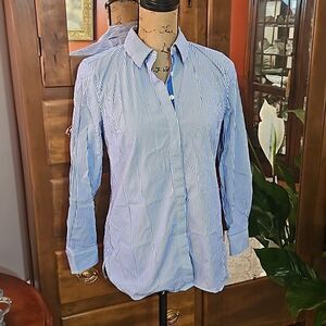 Talbots blue & white striped long sleeve top size Small Petite
